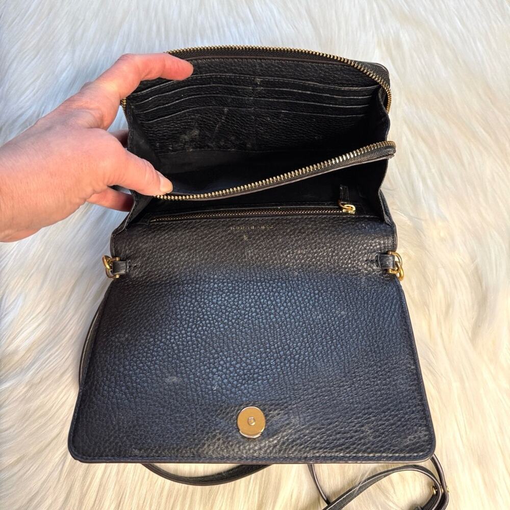 Tory Burch Black McGraw Flat Leather Wallet Crossbody - Picture 10 of 10